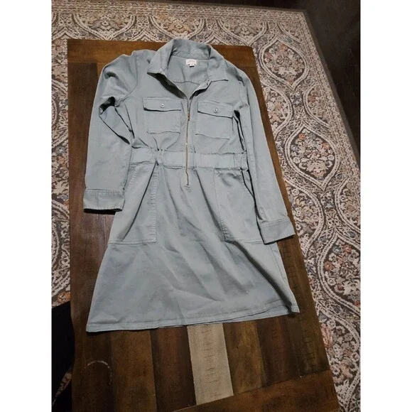 J. Crew Dress  Womens  Zip Front Chino 8  Long Sleeve Gree Granolagirl Academia - Picture 3 of 16